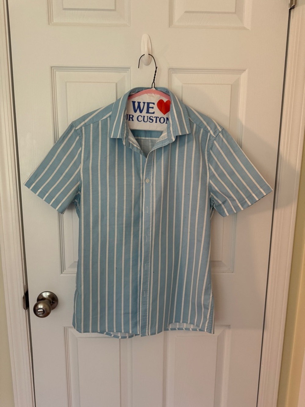 ASOS Light Blue & White Striped Short Sleeve Shirt